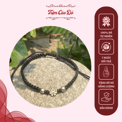 Vòng đan dây hoạt tiết cỏ 4 lá