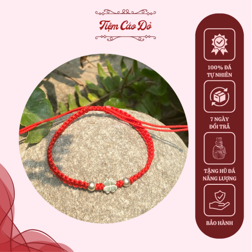 Vòng đan dây hoạ tiết cỏ 4 lá